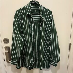 Aerie Green and White Striped Shirt